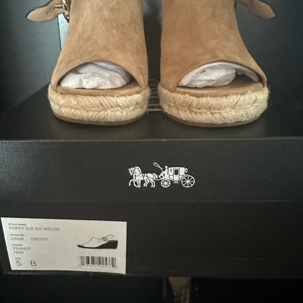 Coach Women's Beige Wedge Sandals